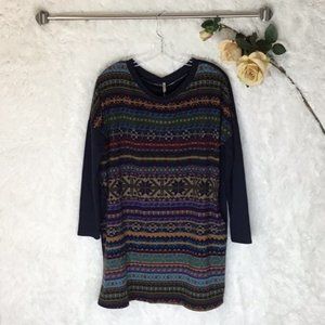 Red Lolly Flaunt Boutique Long Sleeve Striped Boyfriend Dress with Pockets